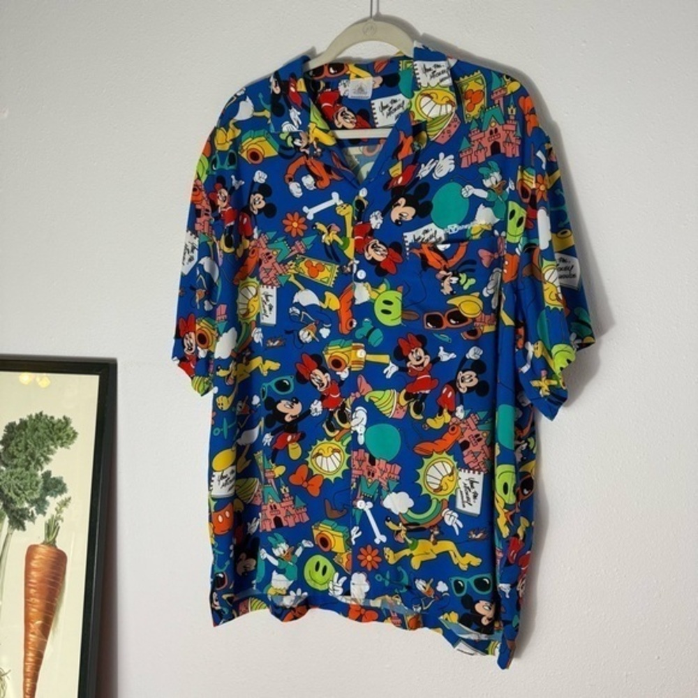 Disney Play in the Park blue Men’s button down shirt size X-Large